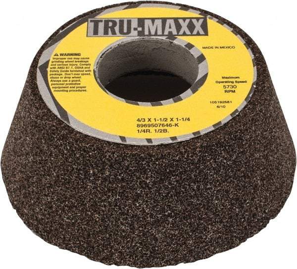 Tru-Maxx - 4" Diam, 1-1/4" Hole Size, 1-1/2" Overall Thickness, 46 Grit, Type 11 Tool & Cutter Grinding Wheel - Coarse Grade, Aluminum Oxide, K Hardness, 5,730 RPM - Makers Industrial Supply