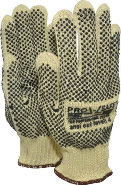 PRO-SAFE - Size L (9), ANSI Cut Lvl 4, Abrasion Lvl 3, PVC Coated Cut Resistant Gloves - Fully Coated Coated, ATA/Cotton Lining, Knit Wrist, Yellow/Black, Paired - Makers Industrial Supply