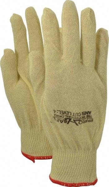 PRO-SAFE - Size L (9), ANSI Cut Lvl 2, Abrasion Lvl 1, ATA Cut Resistant Gloves - Continuous Cuff, Yellow, Paired - Makers Industrial Supply