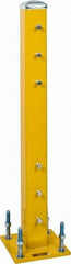 Steel King - Double 42 Inch High Center Steel Guard Rail Mount Post - Yellow, 10 Inch Mounted Length x 10 Inch Mounted Width For Use with Steel King Railing - Makers Industrial Supply