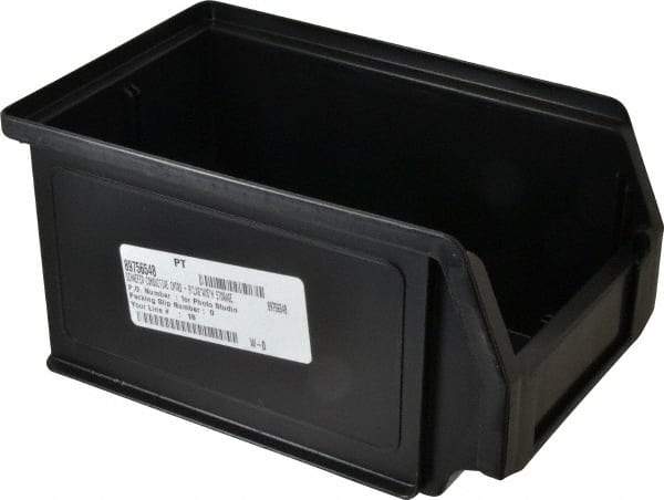 SSI Schaefer - 11 Lb. Load Capacity, 9-1/4" Deep, Black Polypropylene Hopper Stacking Bin - 4-3/4" High x 5-3/4" Wide x 9-1/4" Long - Makers Industrial Supply