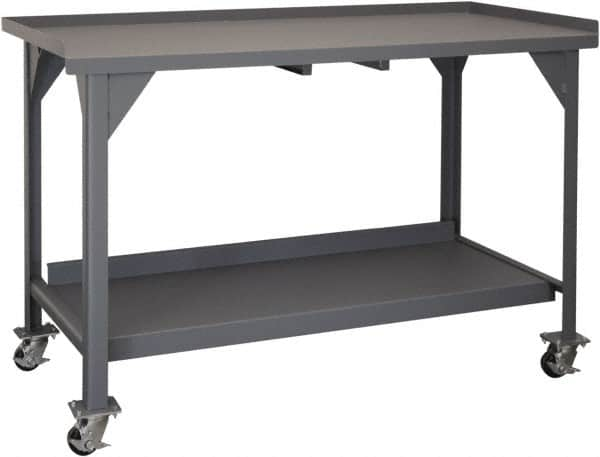 Durham - Roll-Around Workbench Mobile Work Bench - Steel, Gray, 60" Long x 30" Deep x 39-1/2" High - Makers Industrial Supply