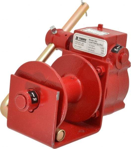 THERN - 1000/400 Lbs. Load Limit Worm Gear Hand Winch - 1,000 Lbs. Line Pull Capacity, 34 Lbs. Force to Lift 1,000 Pounds, 3/16 inch Cable Diameter - Makers Industrial Supply