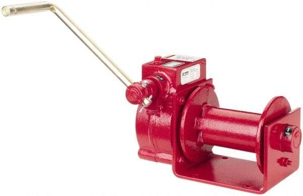 THERN - 2000/1000 Lbs. Load Limit Worm Gear Hand Winch - 2,000 Lbs. Line Pull Capacity, 15 Lbs. Force to Lift 1,000 Pounds, 1/4 inch Cable Diameter - Makers Industrial Supply