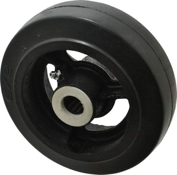 Fairbanks - 6 Inch Diameter x 2 Inch Wide, Rubber Caster Wheel - 410 Lb. Capacity, 2-3/16 Inch Hub Length, 3/4 Inch Axle Diameter, Roller Bearing - Makers Industrial Supply