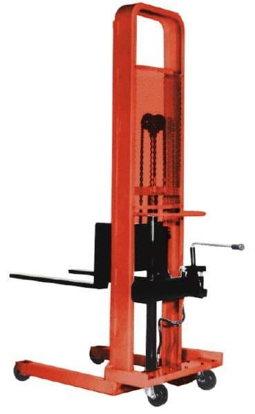 Presto Lifts - 2,000 Lb Capacity, 50" Lift Height, Adjustable Forks Base - Straddle Manually Operated Lift - 3-1/4" Minimum Operating Height - Makers Industrial Supply