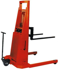 Presto Lifts - 2,000 Lb Capacity, 94" Lift Height, Battery Operated Pallet Straddle Stacker - 2-1/2" Lowered Height, 24" Load Center, 36" Fork Length - Makers Industrial Supply