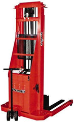 Presto Lifts - 2,700 Lb Capacity, 60" Lift Height, Battery Operated Pallet Straddle Stacker - 2-1/2" Lowered Height, 24" Load Center, 36" Fork Length, 56" Overall Width - Makers Industrial Supply