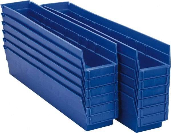 Akro-Mils - 23-5/8" Deep, Blue Hopper Shelf Bin - 4" High x 4-1/8" Wide x 23-5/8" Long - Makers Industrial Supply