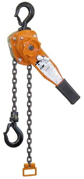 CM - 3,000 Lb Lifting Capacity, 10' Lift Height, Lever Hoist - Made from Chain, 48 Lb Avg Pull to Lift Rated Load - Makers Industrial Supply