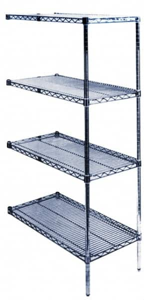 Value Collection - 4 Shelf Wire Shelving Unit - 72" Wide x 18" Deep x 74" High, - Makers Industrial Supply