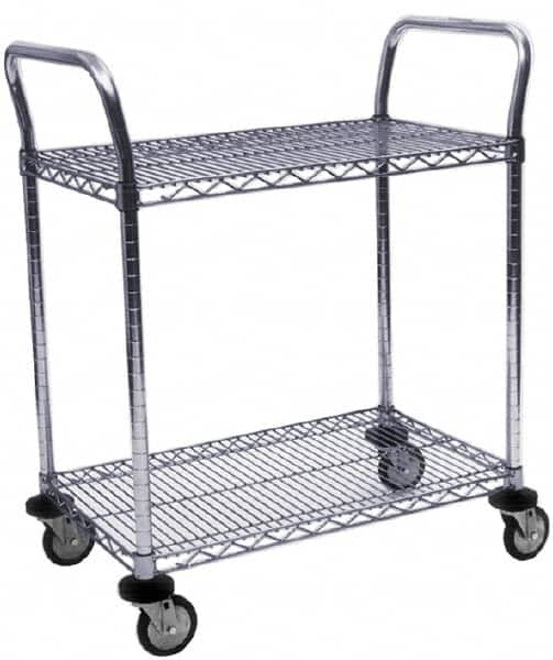 Value Collection - 600 Lb Capacity, 18" Wide x 60" Long x 39" High Wire Cart - 2 Shelf, Steel, Swivel Casters - Makers Industrial Supply