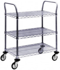 Value Collection - 600 Lb Capacity, 18" Wide x 60" Long x 39" High Wire Cart - 3 Shelf, Steel, Swivel Casters - Makers Industrial Supply