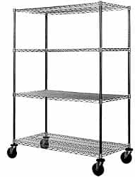 Value Collection - 800 Lb Capacity, 4 Shelf, Rubber Wire Stem Caster Truck - 48" Long x 18" Wide x 79" High, 5" Diam Wheels - Makers Industrial Supply