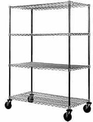 Value Collection - 600 Lb Capacity, 4 Shelf, Rubber Wire Stem Caster Truck - 60" Long x 24" Wide x 68" High, 5" Diam Wheels - Makers Industrial Supply