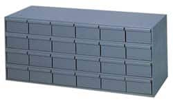 Durham - 24 Drawer, Small Parts Steel Storage Cabinet - 11-5/8" Deep x 33-3/4" Wide x 14-3/8" High - Makers Industrial Supply