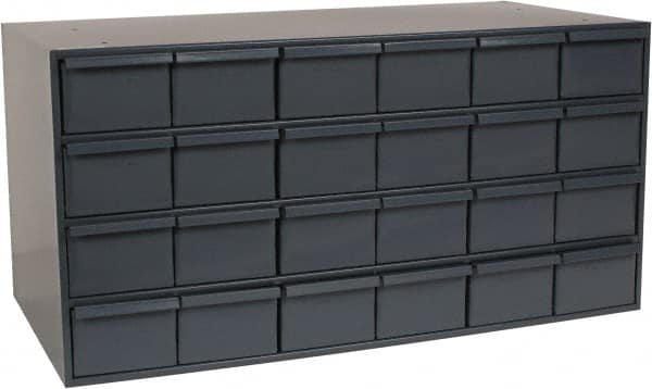 Durham - 24 Drawer, Small Parts Steel Storage Cabinet - 17-1/4" Deep x 33-3/4" Wide x 17" High - Makers Industrial Supply