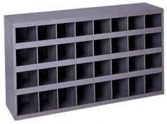 Durham - 32 Bin Bin Shelving Unit with Openings - 33-3/4 Inch Overall Width x 8-1/2 Inch Overall Depth x 19-1/4 Inch Overall Height, Gray Steel Bins - Makers Industrial Supply