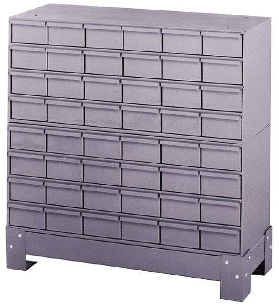 Durham - 48 Bin Bin Shelving Unit with Drawers - 34-1/8 Inch Overall Width x 12-1/4 Inch Overall Depth x 33-3/4 Inch Overall Height, Gray Steel Bins - Makers Industrial Supply