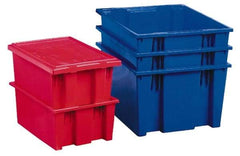 Akro-Mils - 1.2 Cu Ft, 65 Lb Load Capacity Blue Polyethylene Tote Container - Stacking, Nesting, 19-1/2" Long x 15-1/2" Wide x 10" High - Makers Industrial Supply