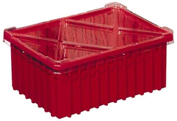 Akro-Mils - 0.59 Cu Ft, 40 Lb Load Capacity Red Polypropylene Dividable Container - Stacking, 16-1/2" Long x 10.9" Wide x 8" High - Makers Industrial Supply