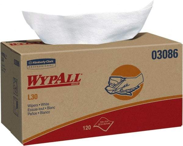 WypAll - L30 Dry General Purpose Wipes - Pop-Up, 10-3/4" x 10" Sheet Size, White - Makers Industrial Supply