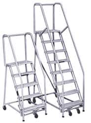 PW Platforms - 5 Step Ladder - Rolling Safety Ladder, 300 Lb Capacity, 50" Platform Height, 32" Base Width x 42" Base Depth - Makers Industrial Supply