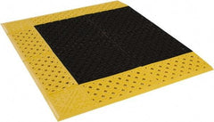 Notrax - 3' Long, Dry/Wet Environment, Anti-Fatigue Matting - Black with Yellow Borders, Vinyl with Vinyl Base, Beveled on 3 Sides - Makers Industrial Supply