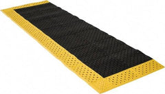 Notrax - 8' Long, Dry/Wet Environment, Anti-Fatigue Matting - Black with Yellow Borders, Vinyl with Vinyl Base, Beveled on 3 Sides - Makers Industrial Supply