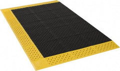 Notrax - 6' Long, Dry/Wet Environment, Anti-Fatigue Matting - Black with Yellow Borders, Vinyl with Vinyl Base, Beveled on 3 Sides - Makers Industrial Supply