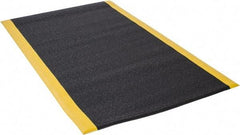 Wearwell - 5' Long x 3' Wide, Dry Environment, Anti-Fatigue Matting - Black with Yellow Borders, Urethane with Vinyl Sponge Base, Rounded on 4 Sides - Makers Industrial Supply