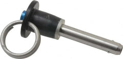 Jergens - 1/4" Diam, 1" Usable Length, Button Handle, Push Button Quick Release Pin - 2-1/8" Overall Length, Grade 17-4 Stainless Steel, Passivated Finish - Makers Industrial Supply