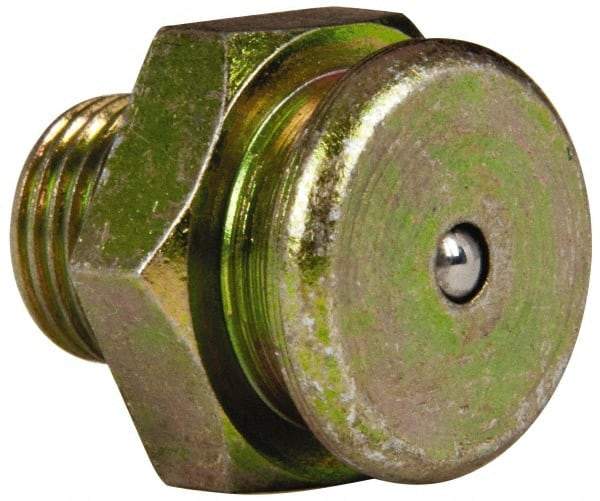 Value Collection - Straight Head Angle, 1/8 NPT Steel Button-Head Grease Fitting - 15.88mm Hex - Makers Industrial Supply