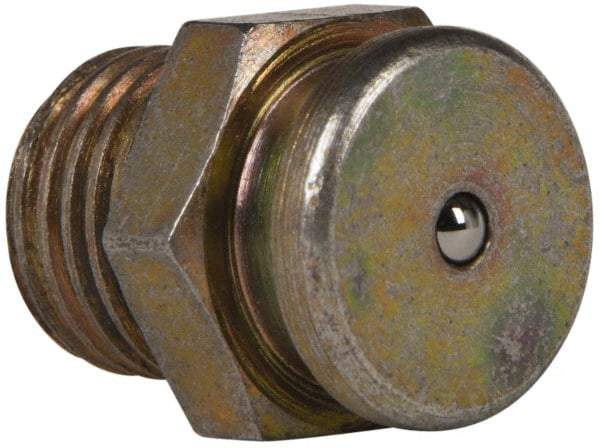 Value Collection - Straight Head Angle, 1/4 NPT Steel Button-Head Grease Fitting - 15.88mm Hex - Makers Industrial Supply