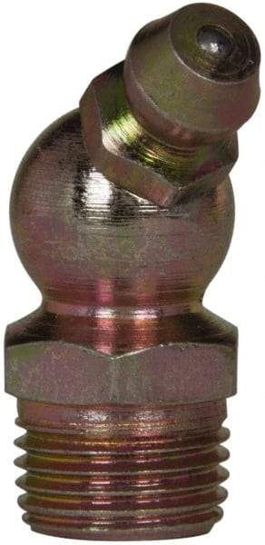 Value Collection - 45° Head Angle, 1/8 NPT Steel Standard Grease Fitting - 11.11mm Hex - Makers Industrial Supply