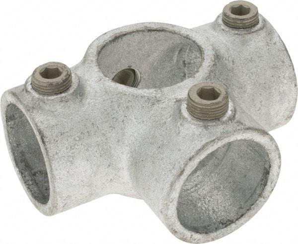 Kee - 1-1/4" Pipe, Side Outlet Tee, Malleable Iron Tee Pipe Rail Fitting - Galvanized Finish - Makers Industrial Supply