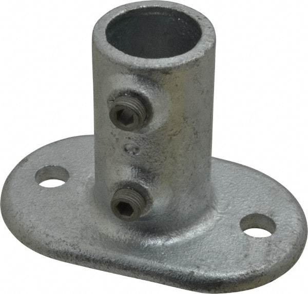 Kee - 1" Pipe, Railing Flange, Malleable Iron Flange Pipe Rail Fitting - Galvanized Finish - Makers Industrial Supply