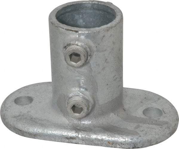 Kee - 1-1/4" Pipe, Railing Flange, Malleable Iron Flange Pipe Rail Fitting - Galvanized Finish - Makers Industrial Supply