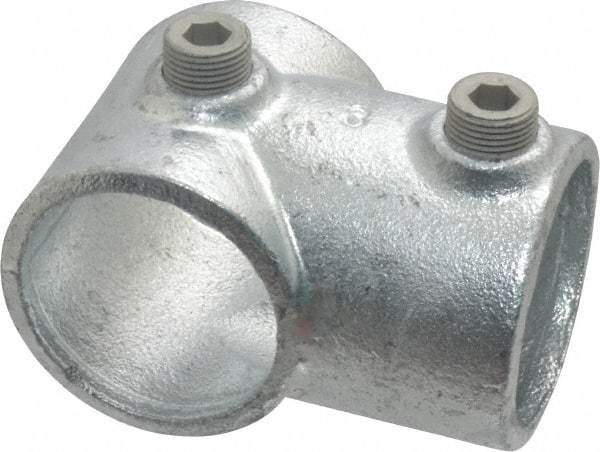 Kee - 1-1/2" Pipe, Single Socket Tee, Malleable Iron Tee Pipe Rail Fitting - Galvanized Finish - Makers Industrial Supply