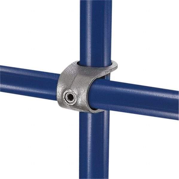 Kee - 3/4" Pipe, Clamp-On Crossover, Malleable Iron Cross Pipe Rail Fitting - Galvanized Finish - Makers Industrial Supply