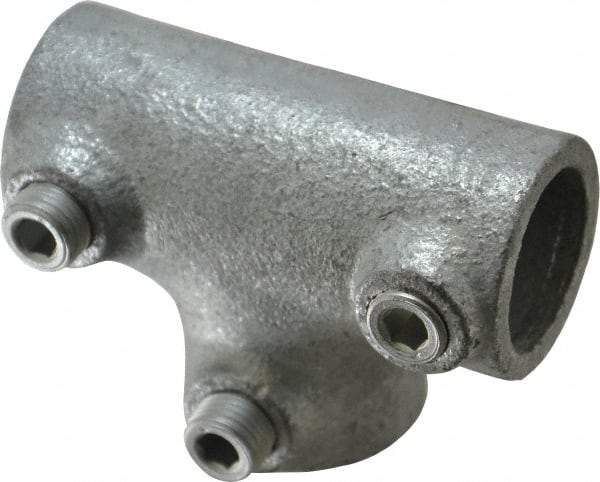 Kee - 3/4" Pipe, 90° Three Socket Tee, Malleable Iron Tee Pipe Rail Fitting - Galvanized Finish - Makers Industrial Supply