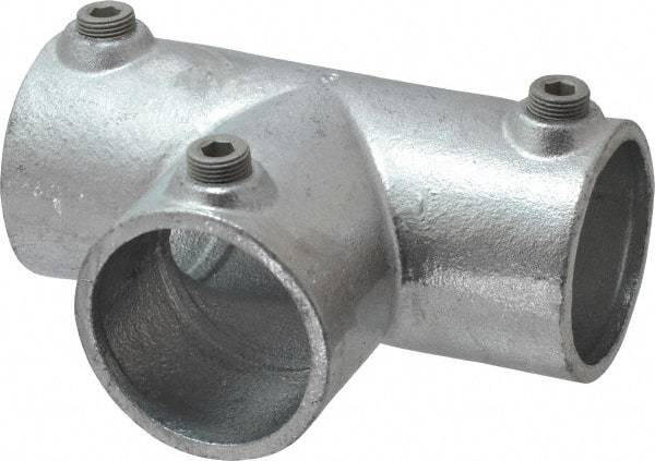 Kee - 2" Pipe, 90° Three Socket Tee, Malleable Iron Tee Pipe Rail Fitting - Galvanized Finish - Makers Industrial Supply