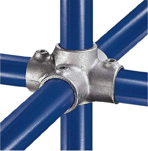 Kee - 3/4" Pipe, Four Socket Cross, Malleable Iron Cross Pipe Rail Fitting - Galvanized Finish - Makers Industrial Supply