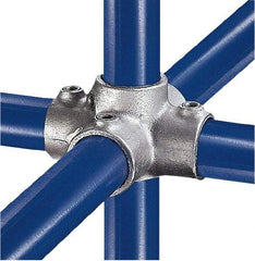 Kee - 1-1/4" Pipe, Four Socket Cross, Malleable Iron Cross Pipe Rail Fitting - Galvanized Finish - Makers Industrial Supply