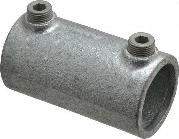 Kee - 1-1/4" Pipe, Malleable Iron Straight Coupling Pipe Rail Fitting - Galvanized Finish - Makers Industrial Supply