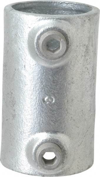 Kee - 1-1/2" Pipe, Malleable Iron Straight Coupling Pipe Rail Fitting - Galvanized Finish - Makers Industrial Supply