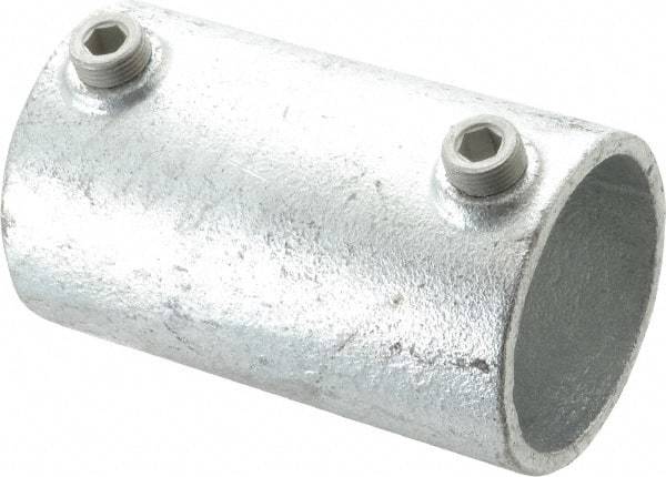 Kee - 2" Pipe, Malleable Iron Straight Coupling Pipe Rail Fitting - Galvanized Finish - Makers Industrial Supply