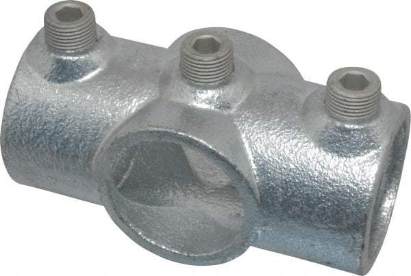 Kee - 1-1/4" Pipe, Two Socket Cross, Malleable Iron Cross Pipe Rail Fitting - Galvanized Finish - Makers Industrial Supply