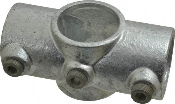 Kee - 1-1/2" Pipe, Two Socket Cross, Malleable Iron Cross Pipe Rail Fitting - Galvanized Finish - Makers Industrial Supply