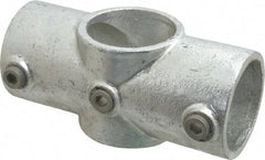 Kee - 2" Pipe, Two Socket Cross, Malleable Iron Cross Pipe Rail Fitting - Galvanized Finish - Makers Industrial Supply